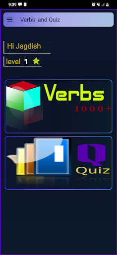 Android application Verbs And Quiz screenshort