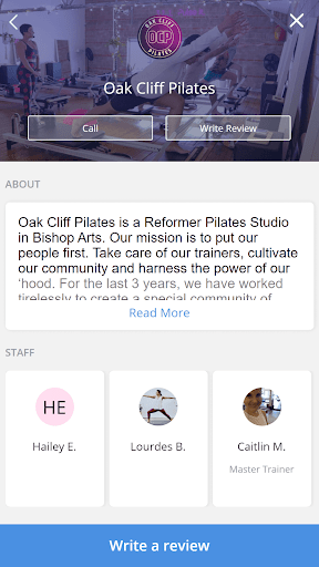 Android application Oak Cliff Pilates screenshort