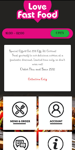 Android application Love Fast Food screenshort