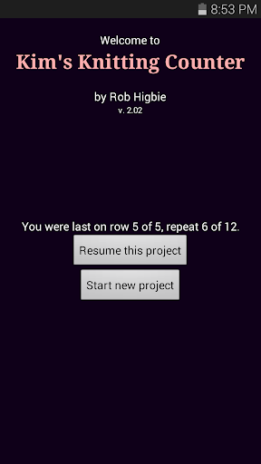 Android application Kim's Knitting Counter screenshort