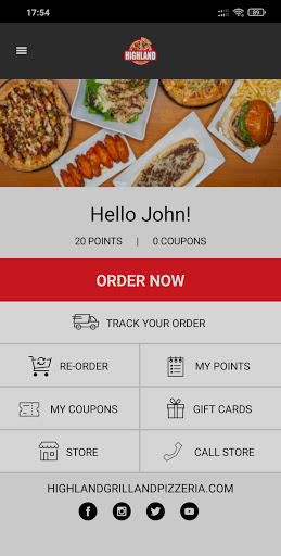 Android application Highland Grill & Pizzeria screenshort