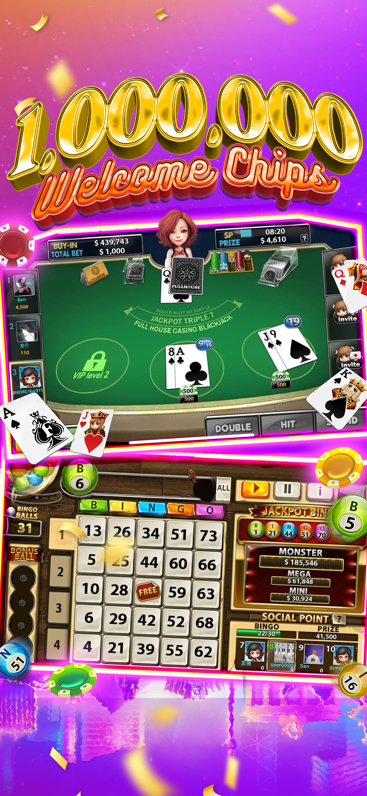 Android application Full House Casino: Vegas Slots screenshort