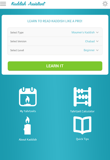 Screenshot of Kaddish Assistant