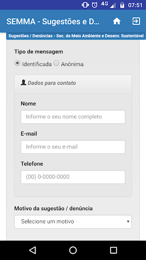 SEMMA - Sugestões e Denúncias Screen 2