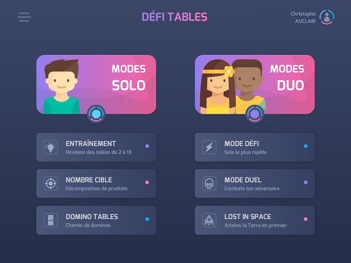 Android application Défi Tables screenshort