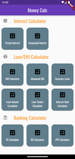 Android application MoneyCalc screenshort
