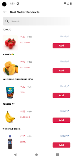 Android application Sabzi wala screenshort