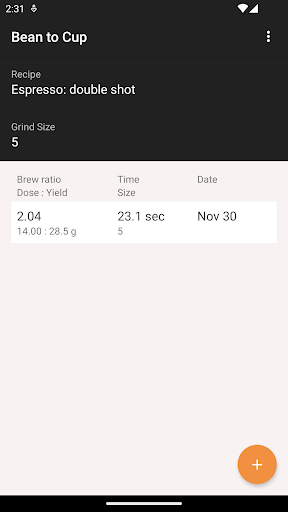 Android application Bean to Cup screenshort