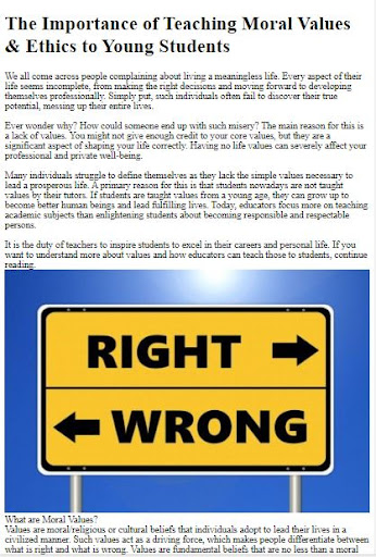 Android application How to Teach Moral Values screenshort