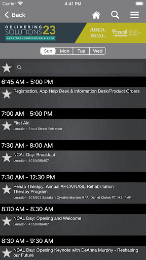 AHCA NCAL Events Screen 3