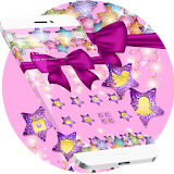 beautiful purple bow theme shining star wallpaper icon