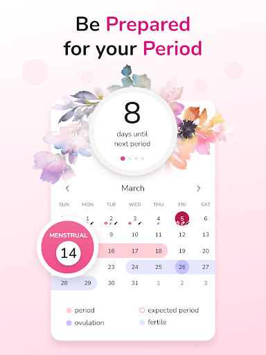 Screenshot of Period Tracker and Calendar