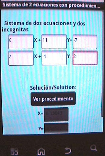 Sistema de dos ecuaciones con Screen 2