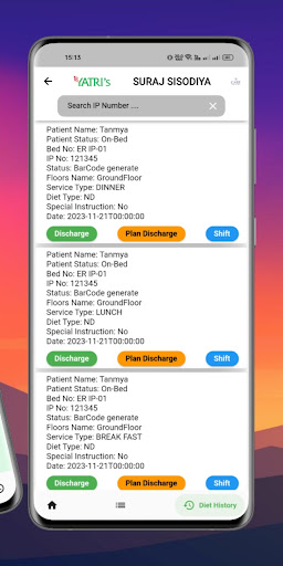 Android application Yatri's Diet Management screenshort