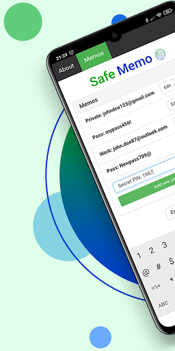 Android application Safe Memo screenshort