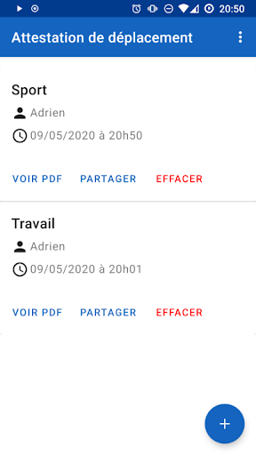 Attestation de déplacement