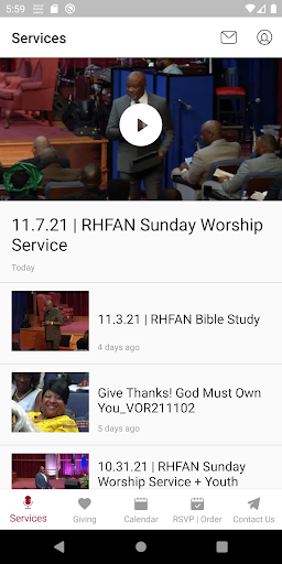 The RHFAN Church App Screen 2