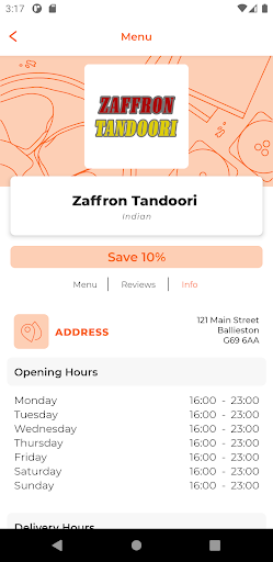 Zaffron Tandoori Glasgow Screen 2