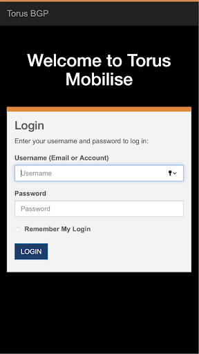 Android application Torus BGP Mobilise screenshort