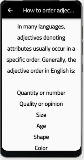 Android application adjective order screenshort