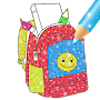 Glitter School Supplies Coloring For kids