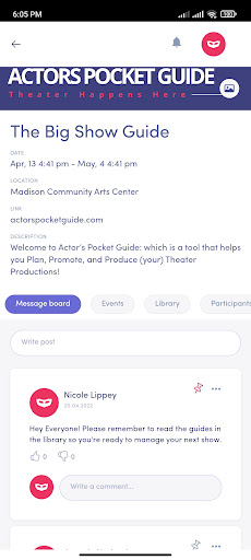 Actors Pocket Guide Screen 2
