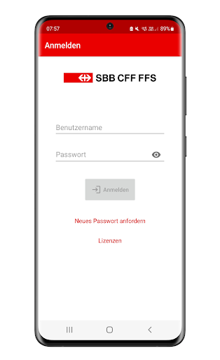 Android application SBB Infra Fzge INTEGRATION screenshort