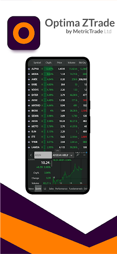 Android application Optima ZTrade screenshort