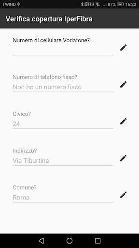 Android application Copertura Fibra Demo screenshort