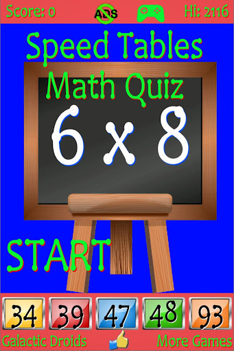Android application Speed Tables Math Quiz screenshort