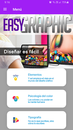 Android application Curso de diseño gráfico screenshort