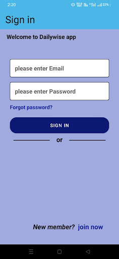 Android application DailyWise screenshort
