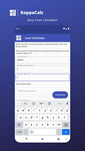 KoppaCalc - Loan Calculator Screen 2