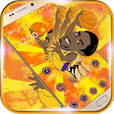 Golden theme basketball player icon