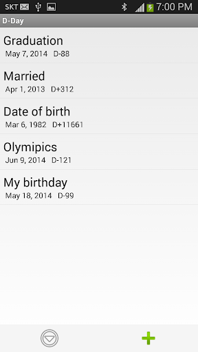 Android application D-Day List screenshort