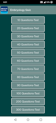 Android application Embryology Quiz screenshort