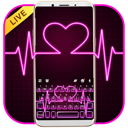 Neon Pink Heart Keyboard Theme logo
