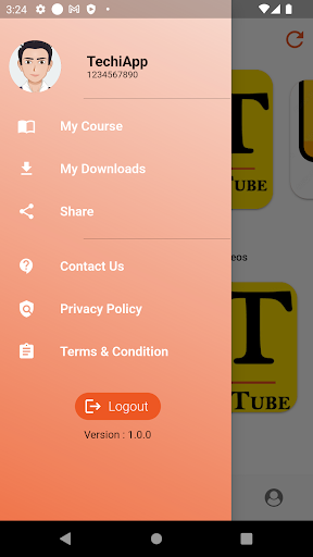 Android application Online Training Tube screenshort