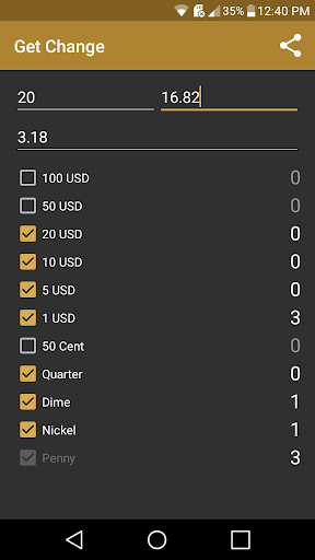 Android application USD Counter screenshort