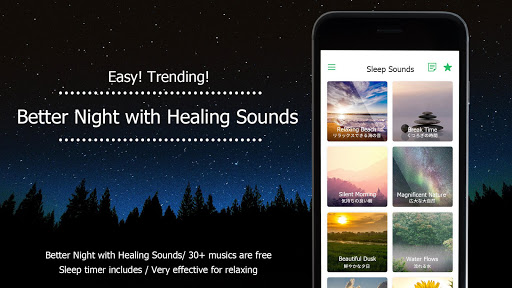 Android application Better Night healing sound app screenshort