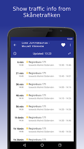 Android application SkåneFärden, Skånetrafiken api screenshort
