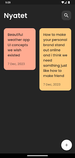 Android application Nyatet screenshort