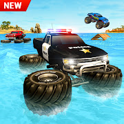 Police 6x6 Monster Truck Water Car Chasing Game