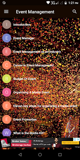 Android application Event Management screenshort