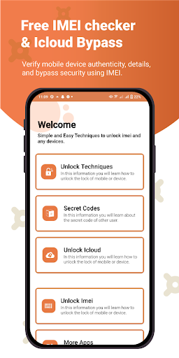 Android application IMEI Unlock Device & Codes screenshort