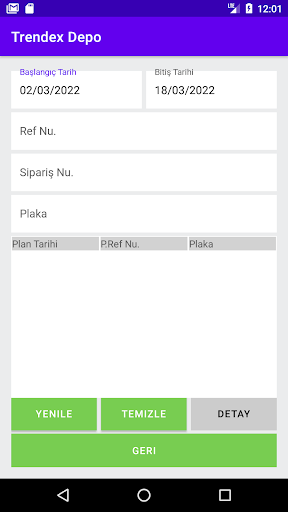 Android application Trendex Kargo Depo Takip screenshort
