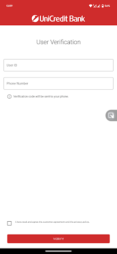 Android application UniCredit SoftPOS screenshort