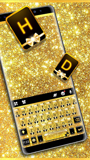 Glitter Golden Bow Theme Screenshot