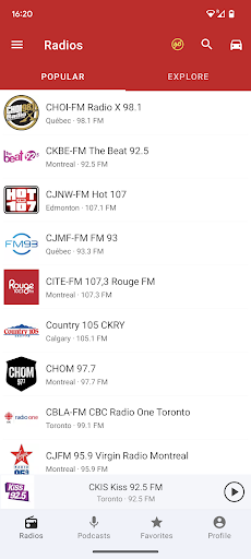 Radio FM Canada Screen 3