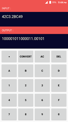 Android application Base Converter screenshort